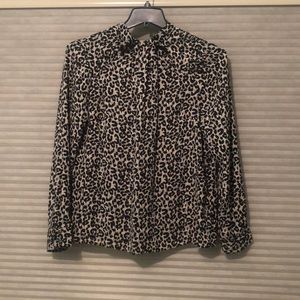 Leopard print long sleeve blouse
